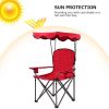 Portable Folding Beach Canopy Chair with Cup Holders - Red