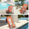 Outdoor Foldable Camp Mesh Chair with a Cup Holder; High Back Low Seat Bench Chair; 600D Oxford Cloth Steel Frame - as Pic