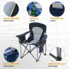 Folding Camping Chair Portable Padded Oversized Chairs with Cup Holders - Navy Blue