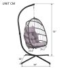 In door outdoor patio Wicker Hanging Chair Swing Chair Patio Egg Chair UV Resistant Dark grey cushion Aluminum frame - Gray