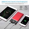 20800mAh Power Bank 76.96W External Battery Pack 3.1A Dual USB Charge Ports w/ LCD Display Flashlight Travel - Red