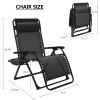 Large Size Outdoor Patio Folding Zero Gravity Lounge Chair,Camp Reclining Chair with Pillow and cup holder for Poolside,Backyard Lawn and Beach,Black-