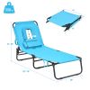 Folding Chaise Lounge Chair Adjustable Outdoor Patio Beach Camping Recliner Turquoise - Turquoise - Oxford Cloth + Iron Pipe