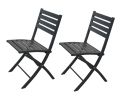 Outdoor Folding Chair Set of 2 All Weather Aluminum Patio Chairs - grey