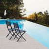 Outdoor Folding Chair Set of 2 All Weather Aluminum Patio Chairs - grey