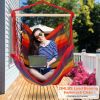 Hammock Hanging Chair Canvas Porch Patio Swing Seat Portable Camping Rope Seat - Red