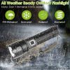 Tactical LED Flashlight Zoomable Rechargeable Search Light Torch - Black