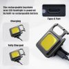 Mini Portable Flashlight Rechargeable Glare COB Keychain Light LED Work Light USB Charge Emergency Lamps Outdoor Camping Light - With holder