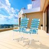 2pcs Folding Beach Chair, Steel Tube, PP Webbing, Bearing 120kg, Outdoor, Camping, BBQ, Beach, Travel, Picnic, Festival RT - Blue Strip