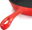 MegaChef Enameled Round 8 Inch PreSeasoned Cast Iron Frying Pan - Red