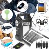 Portable Solar Power Station Rechargeable Backup Power Bank w/Flashlight 3 Lighting Bulbs For Camping Outage Garden Lamp - Black