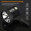 30000LM Rechargeable LED Searchlight IPX6 Waterproof Portable Handheld Spotlight - Black