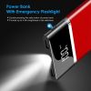 20800mAh Power Bank 76.96W External Battery Pack 3.1A Dual USB Charge Ports w/ LCD Display Flashlight Travel - Red