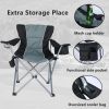 YSSOA Oversized Camping Folding Chair with Cup Holder; Side Cooler Bag; Heavy Duty Steel Frame Fully P Added Quad Armchair for Outdoors; 1-Pack; Grey