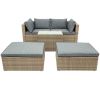 Backyard Pool Outdoor Furmiture 5-Piece Rattan Sectional Sofa Set - Gray - Rattan