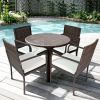 Trendy And Pratical Outdoor Patio Rattan Dining Chairs Cushioned Sofa 4 Pcs Set - Brown - rattan + steel + polyester fabric