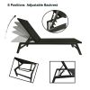 Outdoor 2-Pcs Set Chaise Lounge Chairs, Five-Position Adjustable Aluminum Recliner, All Weather For Patio, Beach, Yard, Pool RT - Black