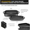 2-in-1 Pre-seasoned Square Cast Iron Baking Dish Cookware Pan - Black