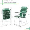 2pcs Folding Beach Chair, Steel Tube, PP Webbing, Bearing 120kg, Outdoor, Camping, BBQ, Beach, Travel, Picnic, Festival RT - Dark Green Strip