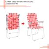 2pcs Folding Beach Chair, Steel Tube, PP Webbing, Bearing 120kg, Outdoor, Camping, BBQ, Beach, Travel, Picnic, Festival RT - Red & White Strip