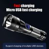 USB Chargeable Strong Light Handheld Flashlight; Plastic Material; Suitable For Camping Backpacking Hiking - Black