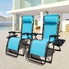 Zero Gravity Chair Patio Folding Lawn Lounge Chairs Outdoor Foldable Camp Reclining Lounge Chair with sidetable for Backyard Porch Swimming Poolside a