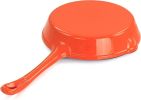 MegaChef Enameled Round 8 Inch PreSeasoned Cast Iron Frying Pan - Orange