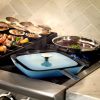 Elegant Hosehold Kitchen Square Enamel Cast Iron Grill Pan  - Blue - 11 In