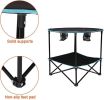 Bosonshop Folding Table, Travel Camping Picnic Collapsible Round Table with 4 Cup Holders and Carry Bag (Black & Blue) - Black & Blue