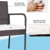 Trendy And Pratical Outdoor Patio Rattan Dining Chairs Cushioned Sofa 4 Pcs Set - Brown - rattan + steel + polyester fabric