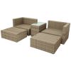 Backyard Pool Outdoor Furmiture 5-Piece Rattan Sectional Sofa Set - Beige - Rattan