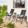 Patio Side Table with Tempered Glass Tabletop - black