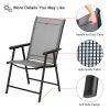 4 Pcs Patio Folding Chair Set , Outdoor Lounge Chairs  for Deck Garden Lawn Pool XH - Iron Tube: Black  Cloth: Gray And White