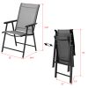 4 Pcs Patio Folding Chair Set , Outdoor Lounge Chairs  for Deck Garden Lawn Pool XH - Iron Tube: Black  Cloth: Gray And White