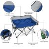 Folding Camping Chair with Bags and Padded Backrest - Blue