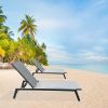 Outdoor 2-Pcs Set Chaise Lounge Chairs, Five-Position Adjustable Aluminum Recliner, All Weather For Patio, Beach, Yard, Pool RT - Dark Gray