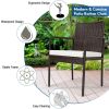 Trendy And Pratical Outdoor Patio Rattan Dining Chairs Cushioned Sofa 4 Pcs Set - Brown - rattan + steel + polyester fabric