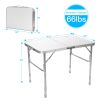 Patio Folding Camping Table Aluminum Adjustable Portable Outdoor Indoor - White - Aluminum