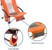 Outdoor Foldable Camp Mesh Chair with a Cup Holder; High Back Low Seat Bench Chair; 600D Oxford Cloth Steel Frame - as Pic