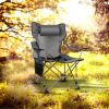 YSSOA Outdoor Camping Chair with Removable Footrest; Large; Grey - as Pic