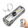 1pc Mini Portable LED Flashlight With Keychain; USB Charging Warning Light For Outdoor Camping Emergency - Blue