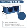 Travel Party Adjustable Height Folding Camping Table - Blue - Camping Table